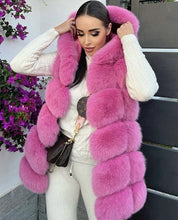 Načítať obrázok do zobrazovača galérie, Dámska pravá kožušinová vesta z polárnej líšky COOKIE Dámska pravá kožušinová vesta s kapucňou Topkozuchy.sk