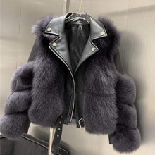 Načítať obrázok do zobrazovača galérie, Dámska kožená bunda s pravou kožušinou LADY Dámska kožená bunda s kožušinou Topkozuchy.sk