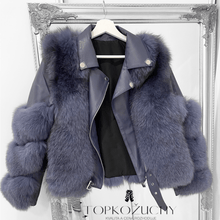 Načítať obrázok do zobrazovača galérie, Dámska kožená bunda s pravou kožušinou LADY Dámska kožená bunda s kožušinou Topkozuchy.sk