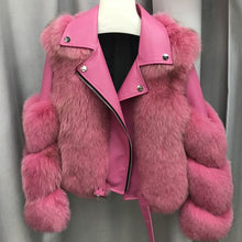 Načítať obrázok do zobrazovača galérie, Dámska kožená bunda s pravou kožušinou LADY Dámska kožená bunda s kožušinou Topkozuchy.sk