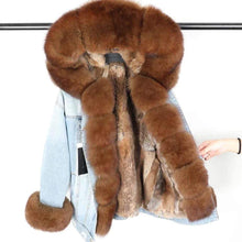 Načítať obrázok do zobrazovača galérie, Dámska rifľová bunda s pravou kožušinou KENDALL Dámska rifľová bunda s pravou kožušinou Topkozuchy.sk
