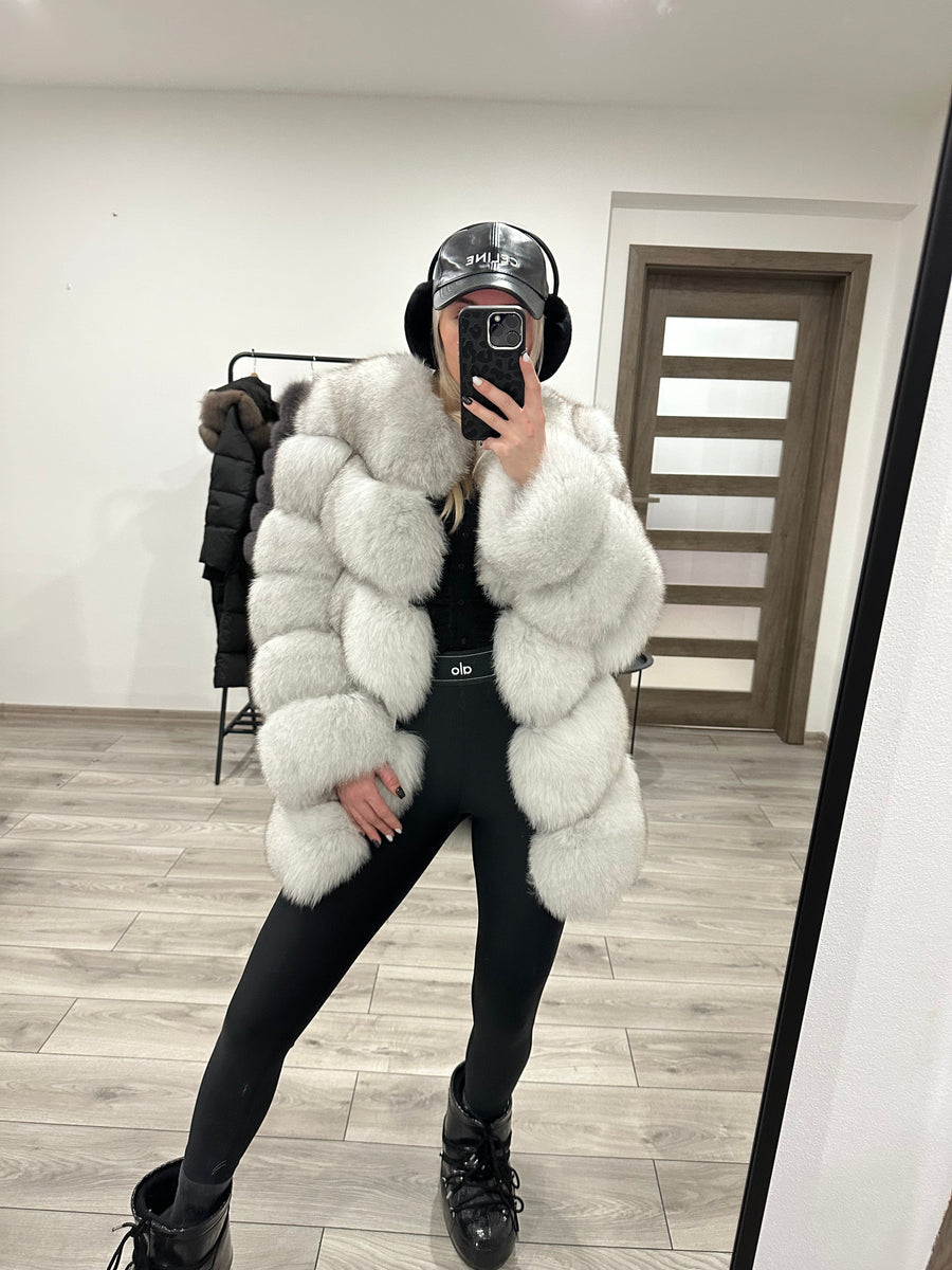 Dámsky pravý kožuch z polárnej líšky "GLOW" Clothing Topkozuchy.sk