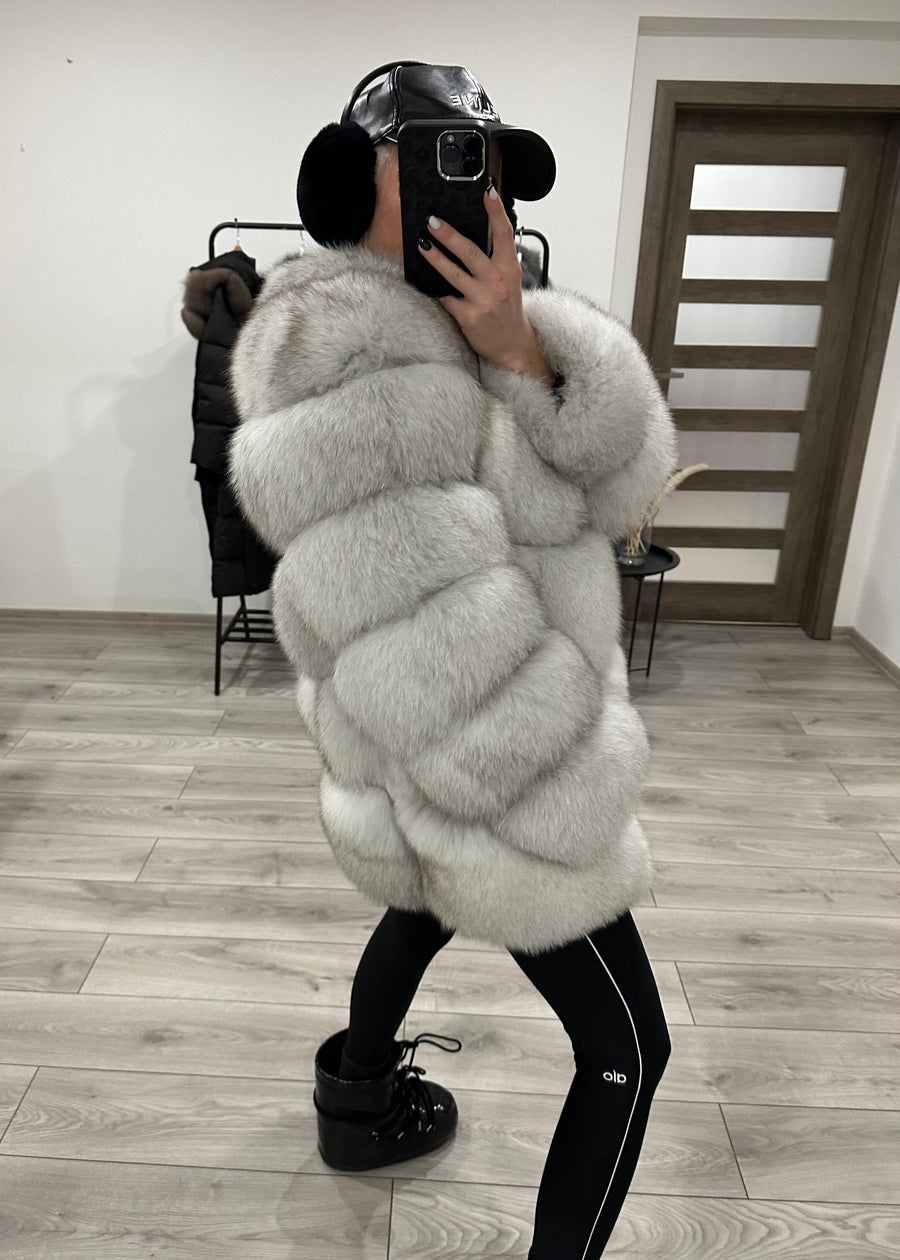 Dámsky pravý kožuch z polárnej líšky "GLOW" Clothing Topkozuchy.sk