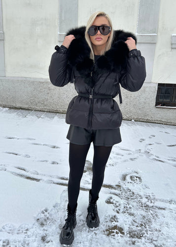 Dámska páperová bunda “AMIA” Dámska bunda s pravou kožušinou Topkozuchy.sk
