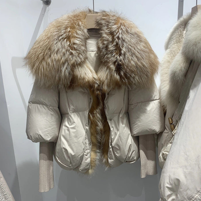 Páperová bunda s kožušinou ARIA ivory