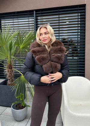 Páperová bunda s kožušinou z líšky MAYDA