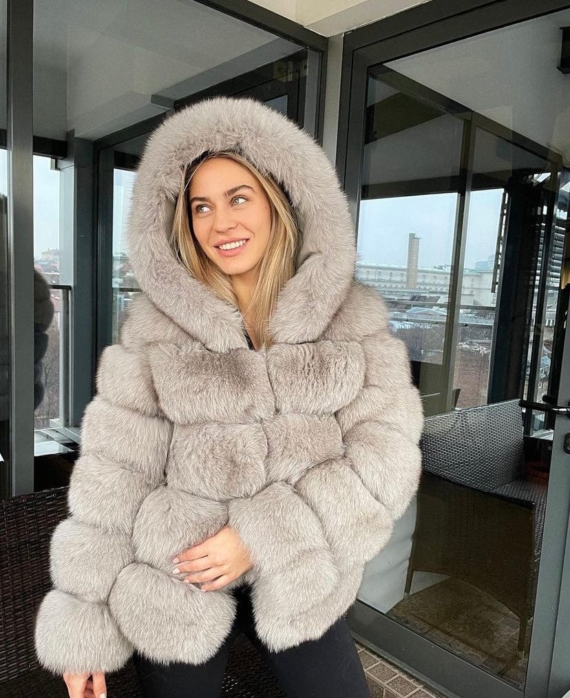 Dámsky hustý pravý kožušok s kapucňou “NAILA” Topkozuchy.sk