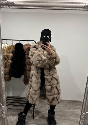 Dámsky pravý oversize kožuch z líšky "GIOVANY" Dámsky kabát s pravou kožušinou Topkozuchy.sk