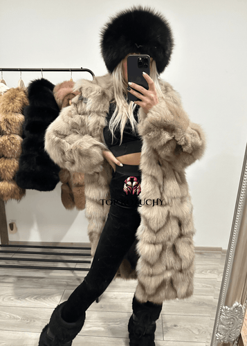Dámsky pravý oversize kožuch z líšky 