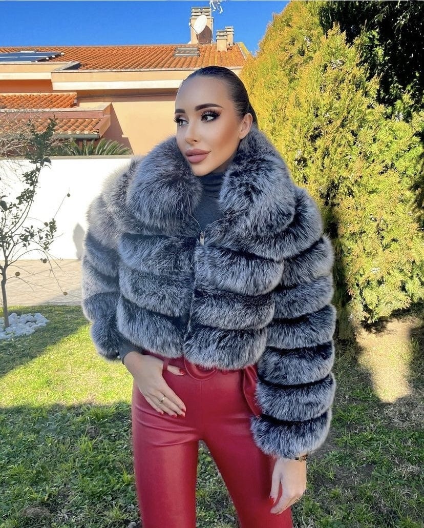Dámsky pravý kožuch z polárnej líšky na zips COCO Dámsky kožuch z líšky Topkozuchy.sk