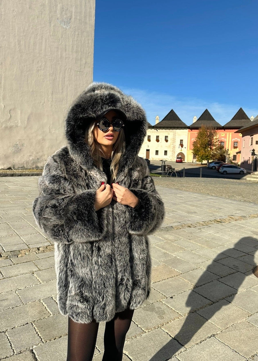 Dámsky pravý kožuch s kapucňou "KATE" Dámsky pravy kožuch z lišky Topkožuchy.sk