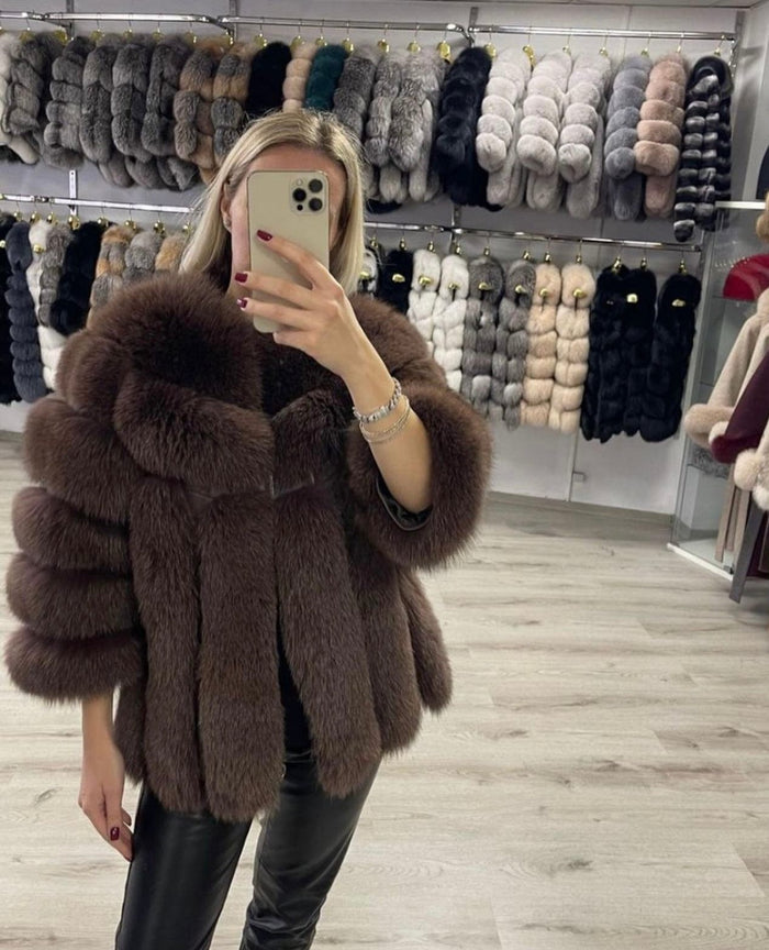 Luxusný pravý kožuch z líšky “NAYA” Damsky pravy kožuch z lišky Topkozuchy.sk