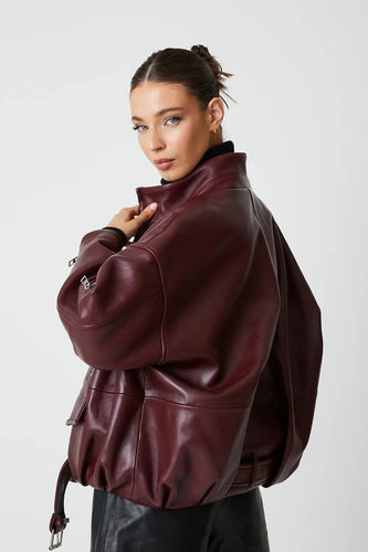 Oversize pravá kožená bunda 
