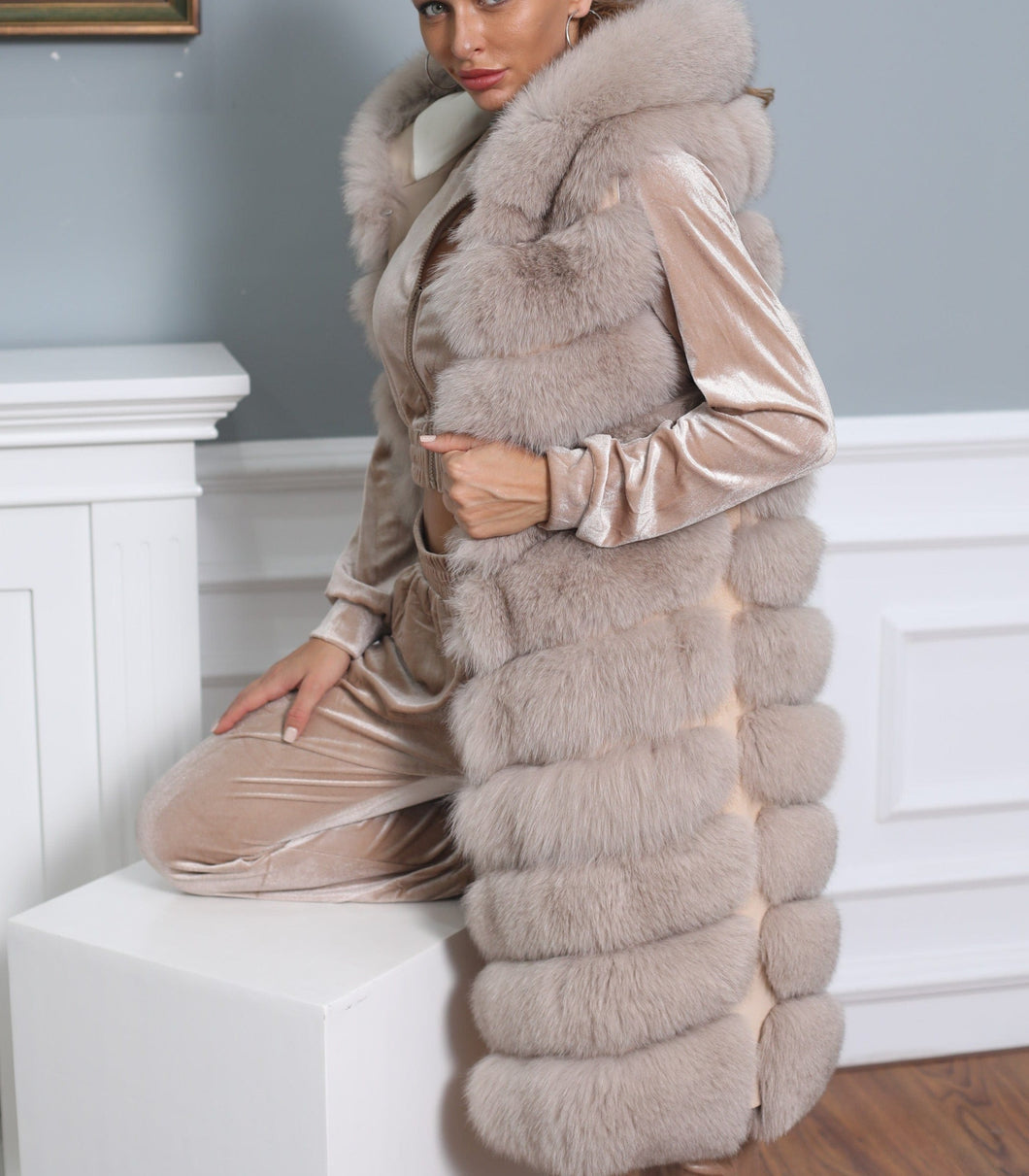 Dámska dlhá pravá kožušinová vesta z líšky VARIETE Clothing Topkozuchy.sk
