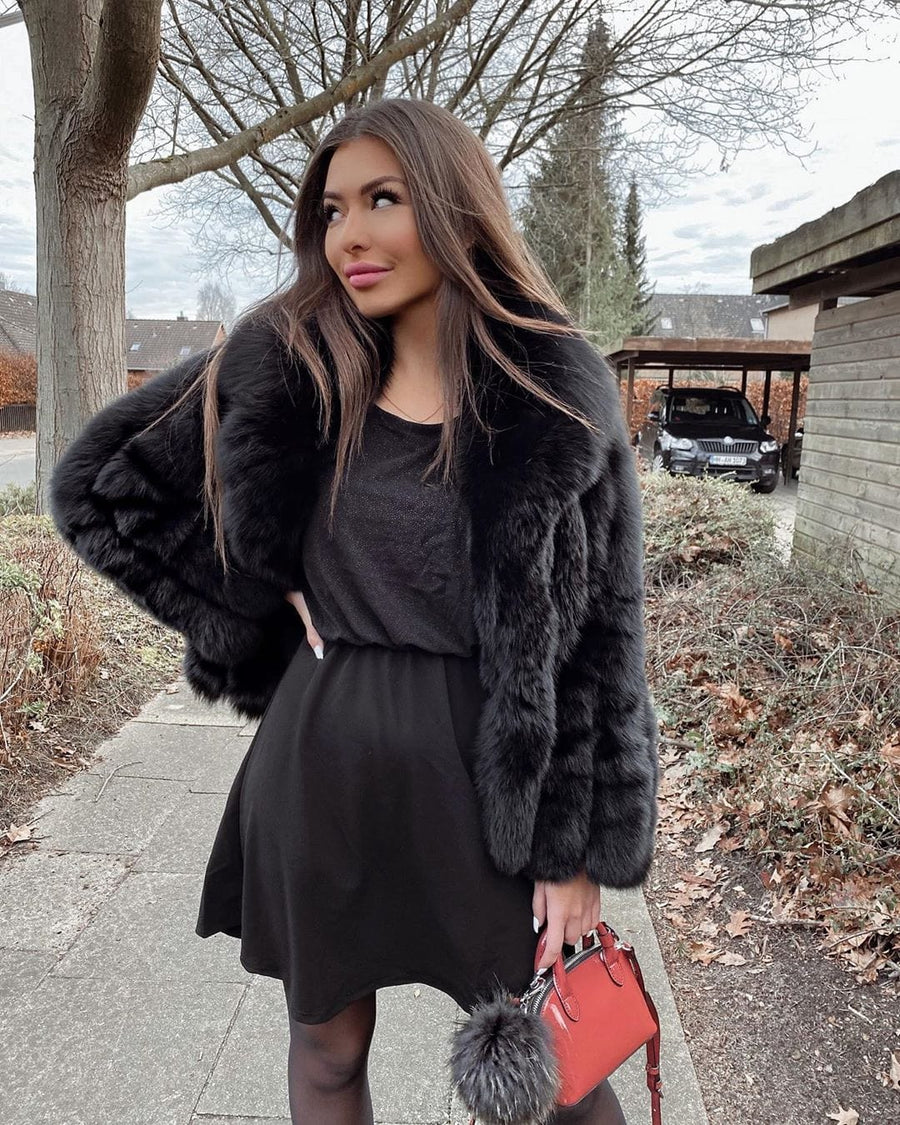 Dámsky luxusný pravý kožuch z líšky s golierom HERMS Clothing Topkožuchy.sk