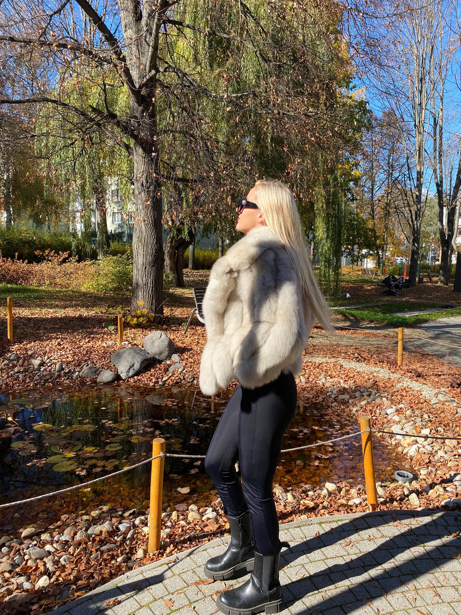 Dámsky luxusný pravý kožuch z líšky s golierom HERMS Clothing Topkozuchy.sk