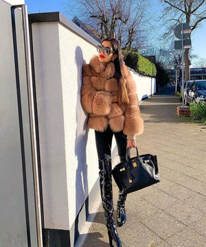 Dámsky pravý kožuch z líšky s golierom TALY Clothing Topkozuchy.sk