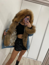 Dámska rifľová bunda s pravou kožušinou KENDALL Dámska rifľová bunda s pravou kožušinou Topkozuchy.sk