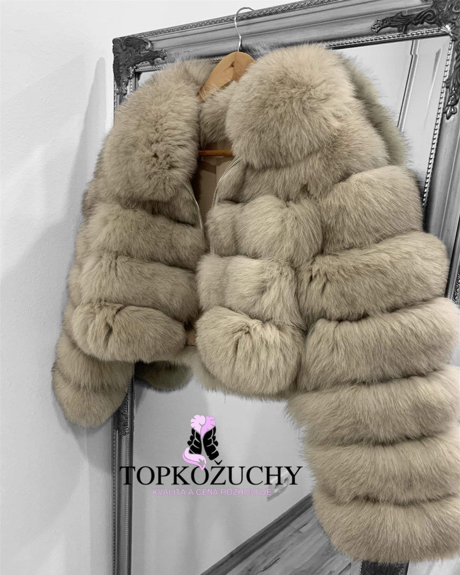 Dámsky pravý kožuch z polárnej líšky na zips COCO Dámsky kožuch z líšky Topkozuchy.sk